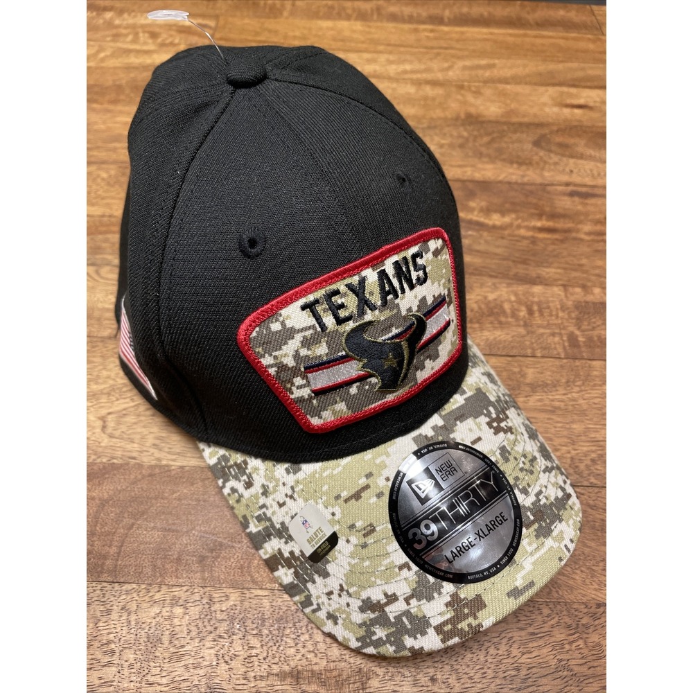 Houston Texans New Era Salute To Service Hat 39Thirty Mens Size L/XL Black Camo
